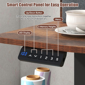 48 Inch x 24 Inch Height Adjustable Electric Standing Desk with 2 Drawers-Rustic Brown view 6