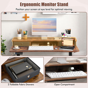 48 Inch x 24 Inch Height Adjustable Electric Standing Desk with 2 Drawers-Rustic Brown view 7