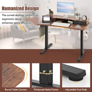 48 Inch x 24 Inch Height Adjustable Electric Standing Desk with 2 Drawers-Rustic Brown view 9
