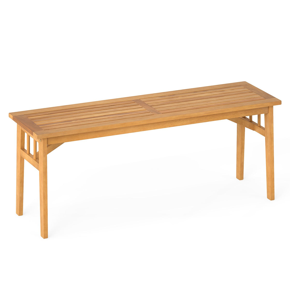 48 Inches Acacia Wood Bench with Breathable Slat Seat and Stable Triangular Structure-2 view 4