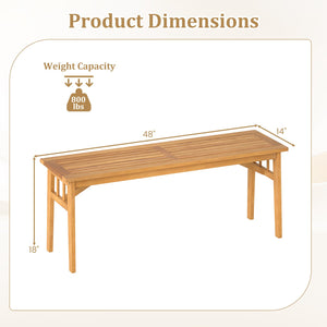 48 Inches Acacia Wood Bench with Breathable Slat Seat and Stable Triangular Structure-2 view 5