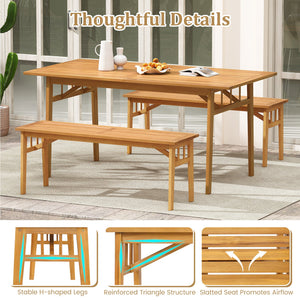 48 Inches Acacia Wood Bench with Breathable Slat Seat and Stable Triangular Structure-2 view 8