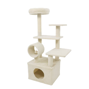 48 Inches Tall Cat Tree Multi-Level Kitten Tower with Large Condo Padded Top Perch-Beige view 4
