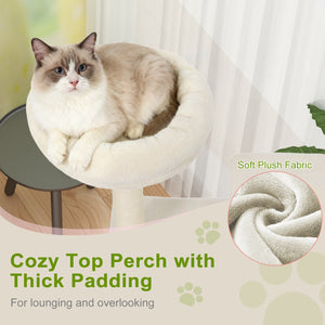 48 Inches Tall Cat Tree Multi-Level Kitten Tower with Large Condo Padded Top Perch-Beige view 7