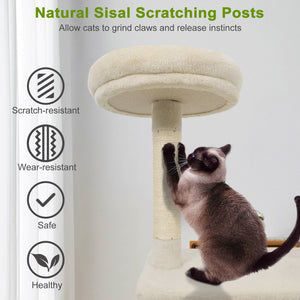 48 Inches Tall Cat Tree Multi-Level Kitten Tower with Large Condo Padded Top Perch-Beige view 8