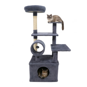 48 Inches Tall Cat Tree Multi-Level Kitten Tower with Large Condo Padded Top Perch-Grey