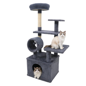 48 Inches Tall Cat Tree Multi-Level Kitten Tower with Large Condo Padded Top Perch-Grey view 4