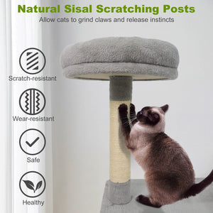 48 Inches Tall Cat Tree Multi-Level Kitten Tower with Large Condo Padded Top Perch-Light Gray view 8