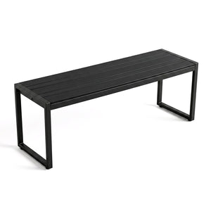 48 inches Outdoor Bench with Wood-Plastic Composite and Metal Frame Slatted Sea for Garden-Black