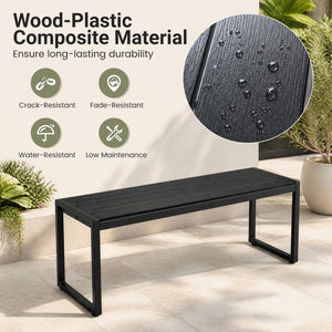 48 inches Outdoor Bench with Wood-Plastic Composite and Metal Frame Slatted Sea for Garden-Black view 5