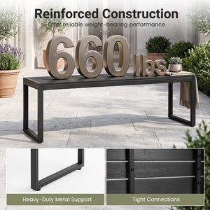 48 inches Outdoor Bench with Wood-Plastic Composite and Metal Frame Slatted Sea for Garden-Black view 9
