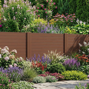 48 inches W x 48 inches H Outdoor Privacy Fence Screen Air Conditioner Fence with Galvanized Metal Ground Stakes-Brown view 3