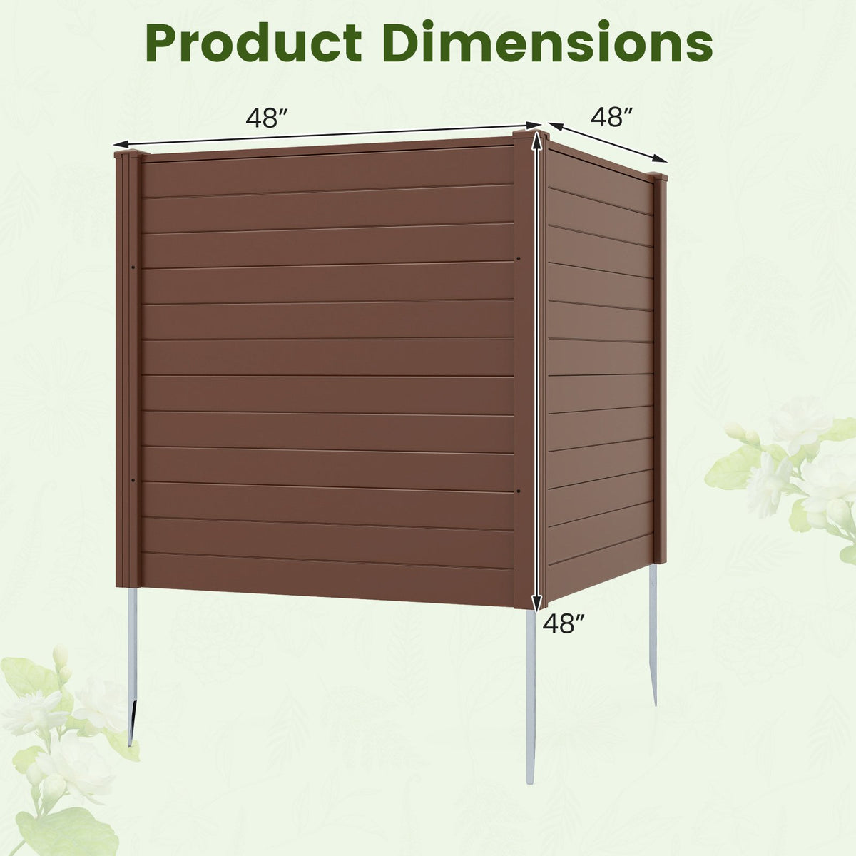 48 inches W x 48 inches H Outdoor Privacy Fence Screen Air Conditioner Fence with Galvanized Metal Ground Stakes-Brown view 5