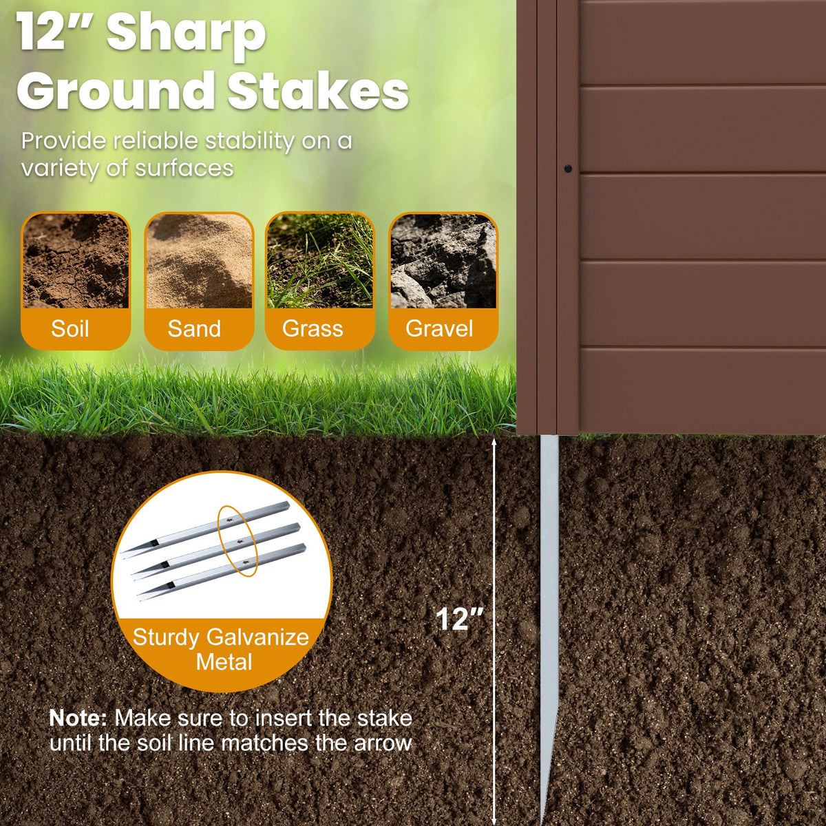 48 inches W x 48 inches H Outdoor Privacy Fence Screen Air Conditioner Fence with Galvanized Metal Ground Stakes-Brown view 7