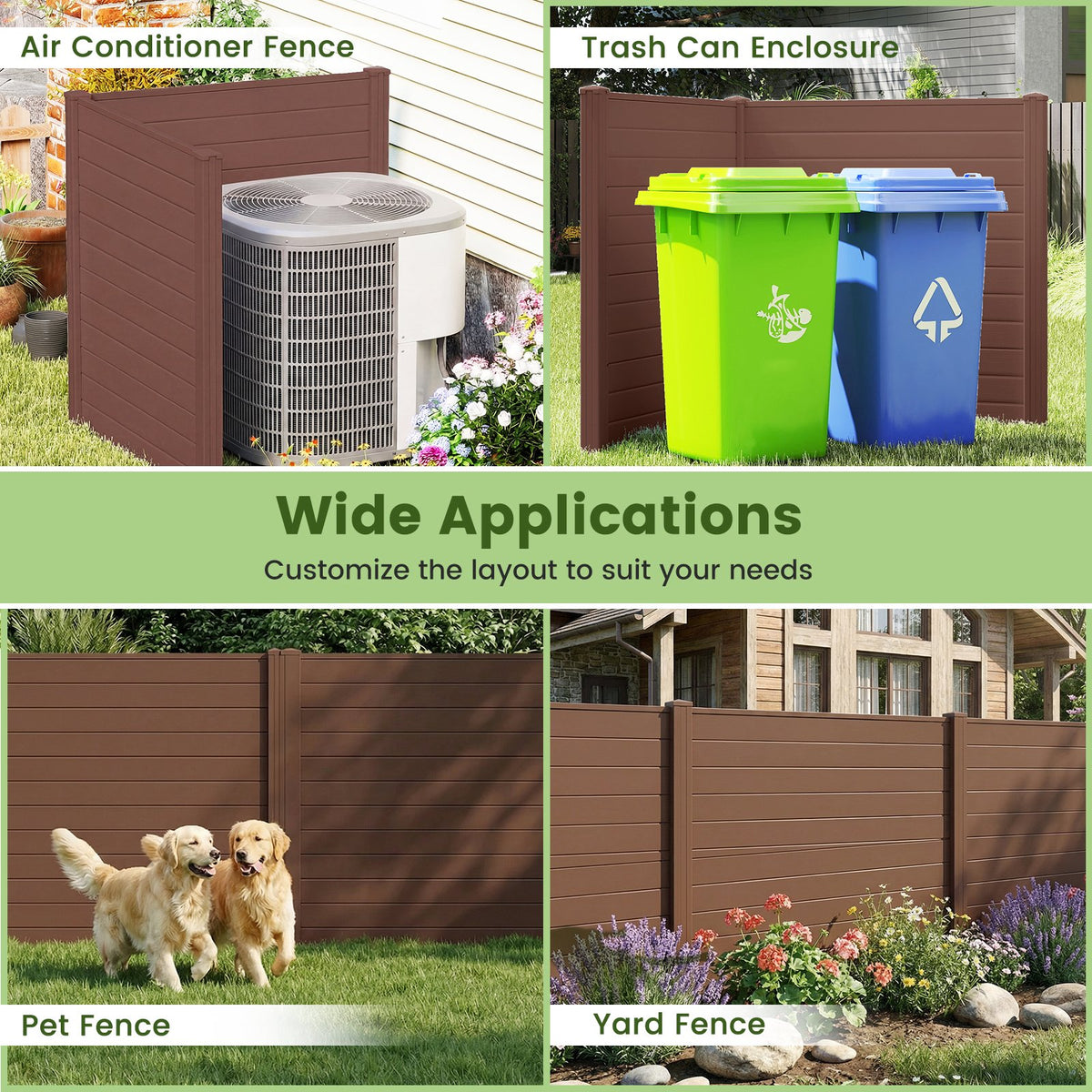 48 inches W x 48 inches H Outdoor Privacy Fence Screen Air Conditioner Fence with Galvanized Metal Ground Stakes-Brown view 8