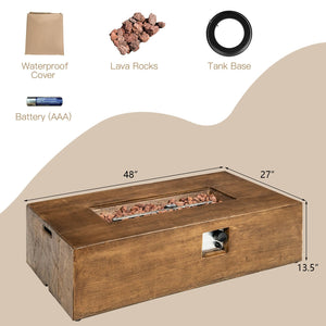 48 x 27Inch Outdoor Gas Fire Pit Table 50 000 BTU with Lava Rocks and Cover view 4