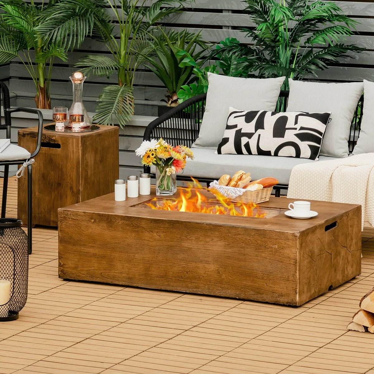 48 x 27Inch Outdoor Gas Fire Pit Table 50 000 BTU with Lava Rocks and Cover view 5