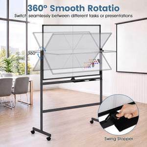 48 inches x 36 inches Double-Sided Mobile White Board with Lockable Universal Wheels for Office-Black view 8