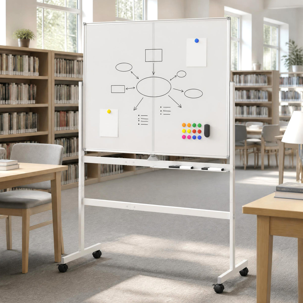 48 inches x 36 inches Double-Sided Mobile White Board with Lockable Universal Wheels for Office-White view 6