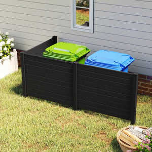 48 x 38 Inch Air Conditioner Fence 3 Panels with Metal Ground Stakes for Patio Backyard-Black view 3