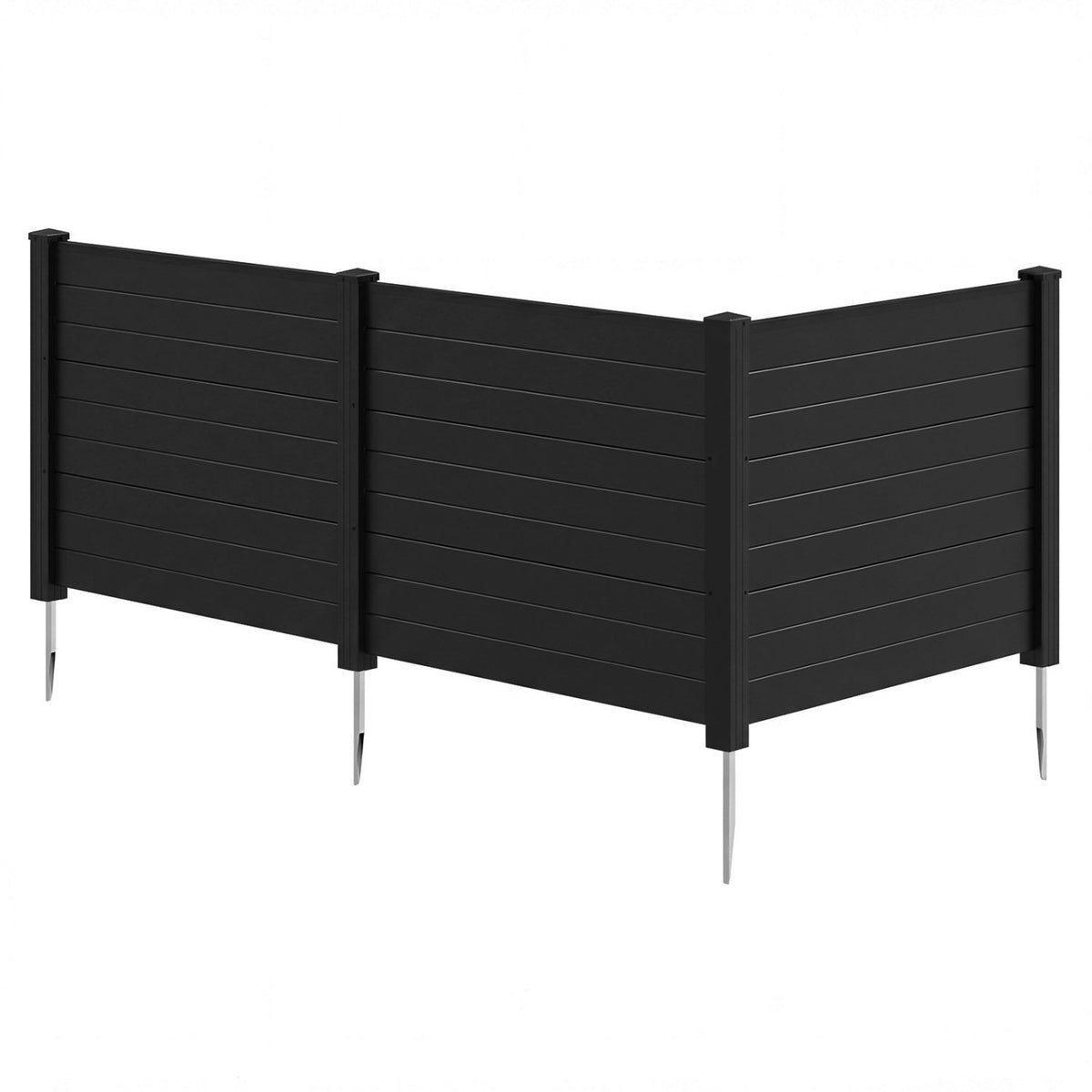 48 x 38 Inch Air Conditioner Fence 3 Panels with Metal Ground Stakes for Patio Backyard-Black view 4