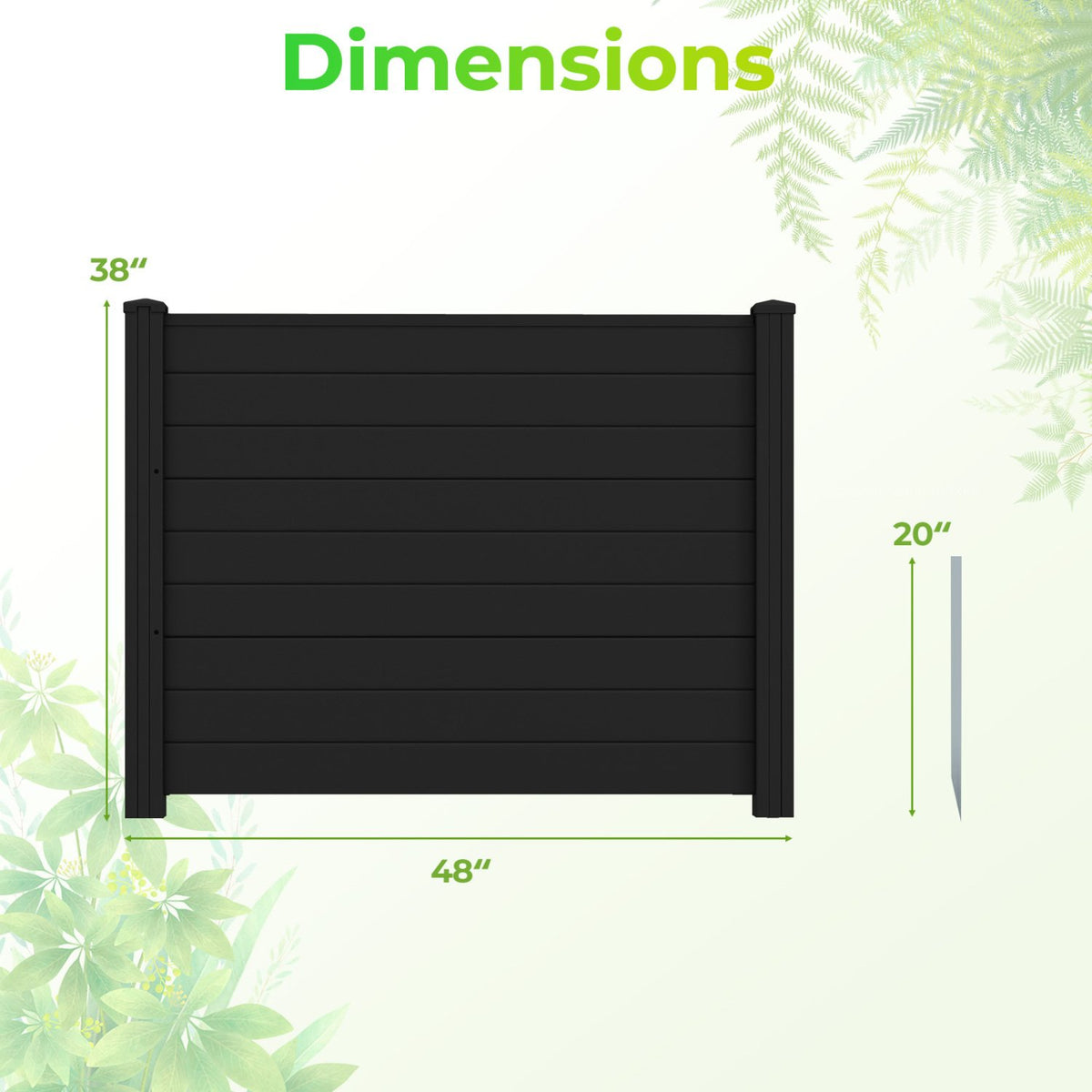 48 x 38 Inch Air Conditioner Fence 3 Panels with Metal Ground Stakes for Patio Backyard-Black view 5