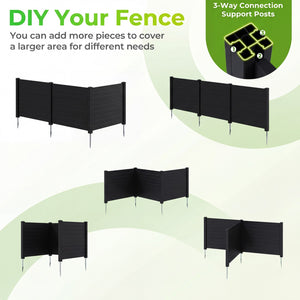 48 x 38 Inch Air Conditioner Fence 3 Panels with Metal Ground Stakes for Patio Backyard-Black view 6