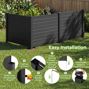 48 x 38 Inch Air Conditioner Fence 3 Panels with Metal Ground Stakes for Patio Backyard-Black view 9