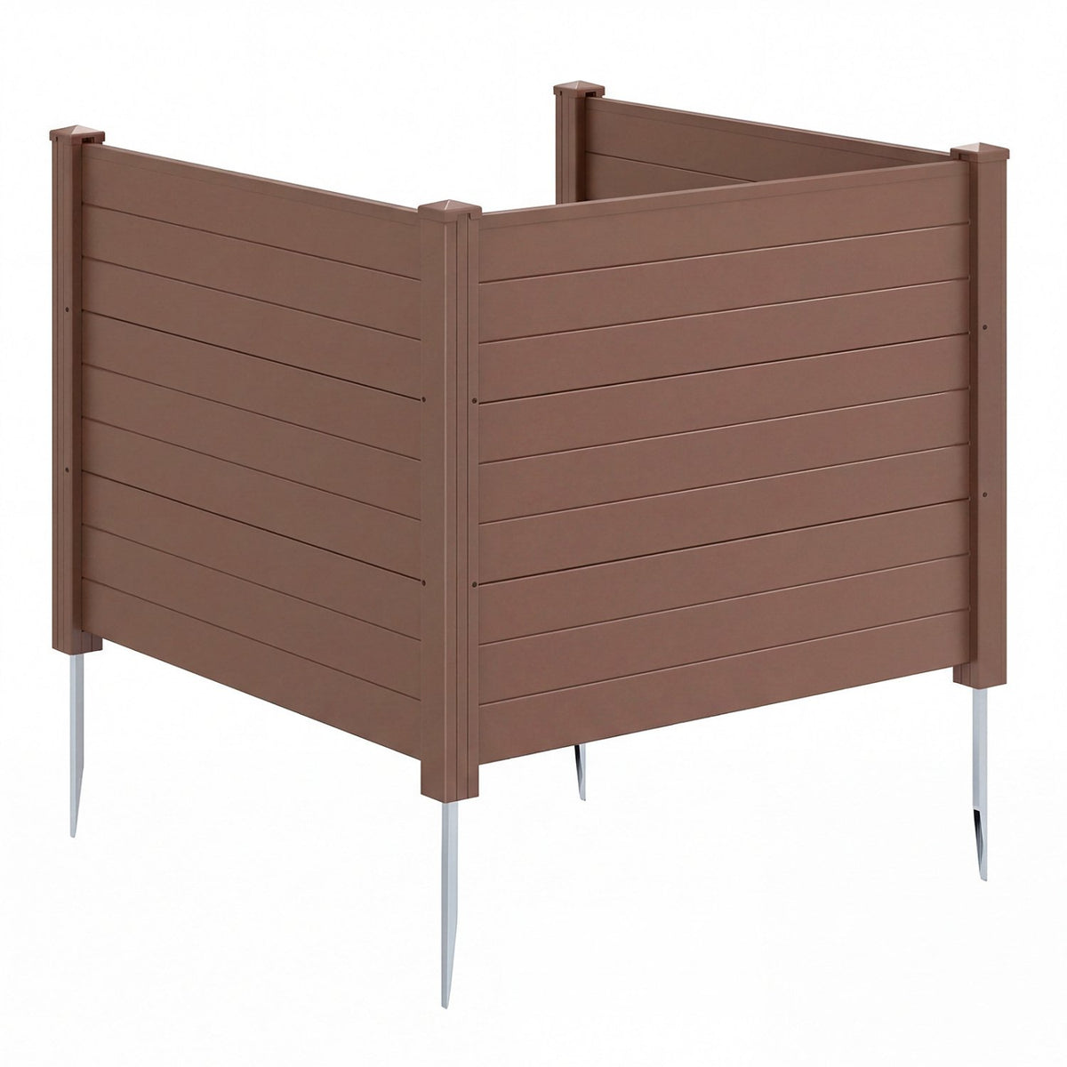 48 x 38 Inch Air Conditioner Fence 3 Panels with Metal Ground Stakes for Patio Backyard-Brown