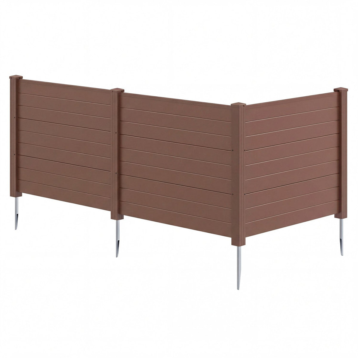 48 x 38 Inch Air Conditioner Fence 3 Panels with Metal Ground Stakes for Patio Backyard-Brown view 4