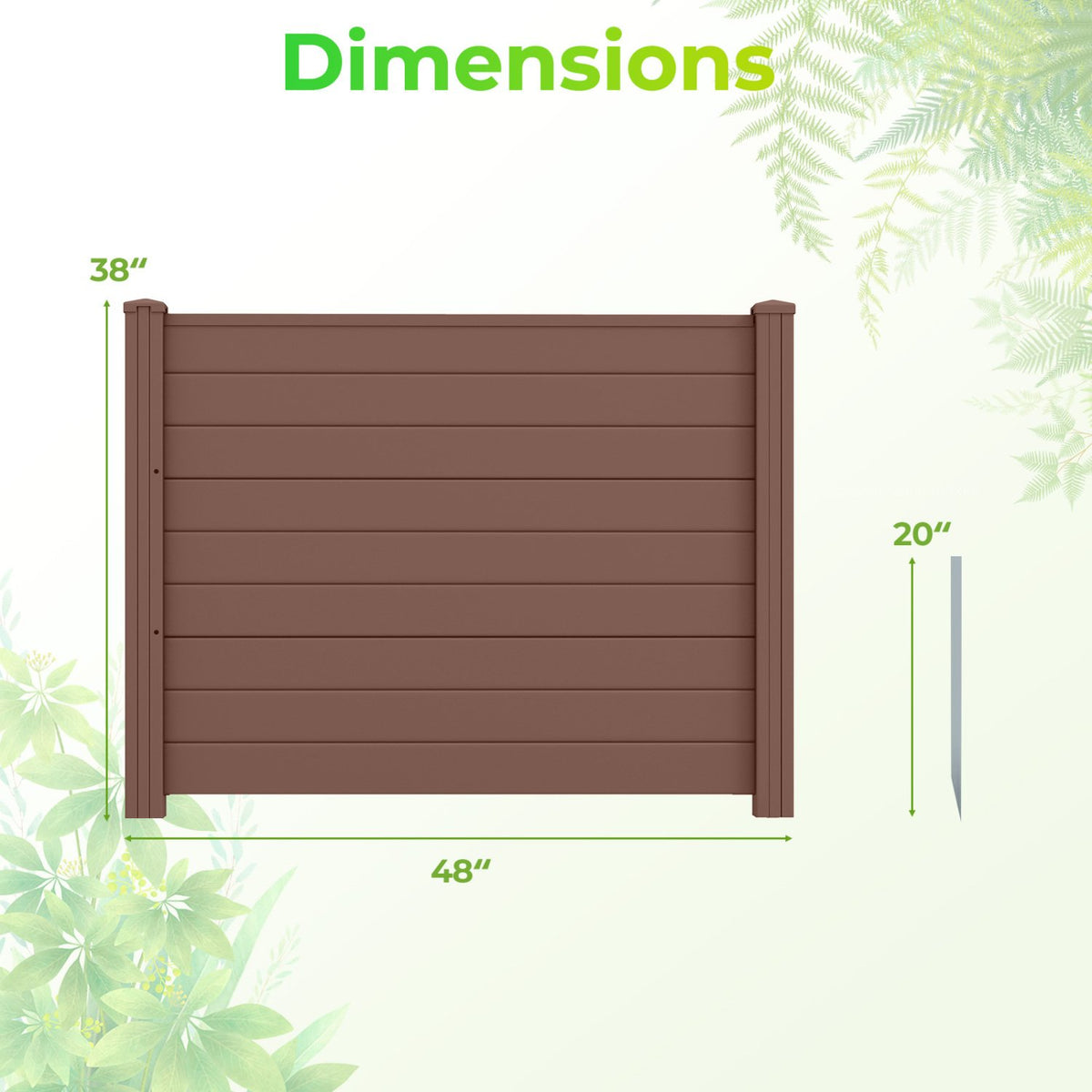 48 x 38 Inch Air Conditioner Fence 3 Panels with Metal Ground Stakes for Patio Backyard-Brown view 5