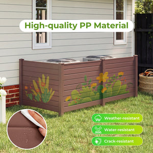 48 x 38 Inch Air Conditioner Fence 3 Panels with Metal Ground Stakes for Patio Backyard-Brown view 7