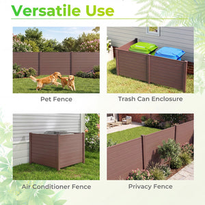 48 x 38 Inch Air Conditioner Fence 3 Panels with Metal Ground Stakes for Patio Backyard-Brown view 9