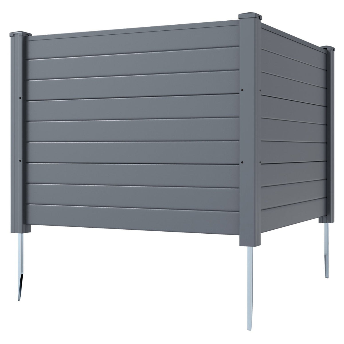 48 x 38 Inch Air Conditioner Fence 3 Panels with Metal Ground Stakes for Patio Backyard-Gray