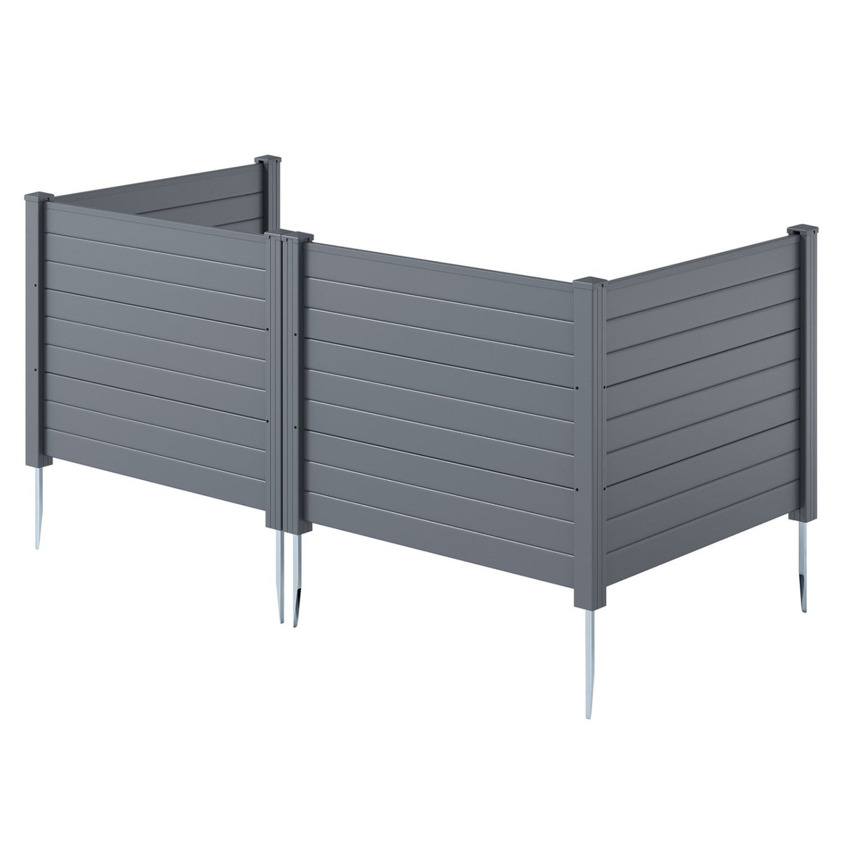 48 x 38 Inch Air Conditioner Fence 3 Panels with Metal Ground Stakes for Patio Backyard-Gray view 4