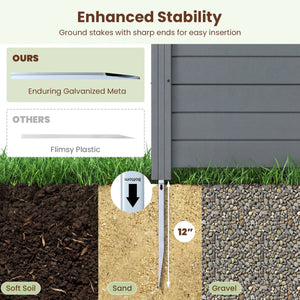 48 x 38 Inch Air Conditioner Fence 3 Panels with Metal Ground Stakes for Patio Backyard-Gray view 7