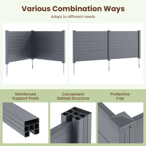 48 x 38 Inch Air Conditioner Fence 3 Panels with Metal Ground Stakes for Patio Backyard-Gray view 9