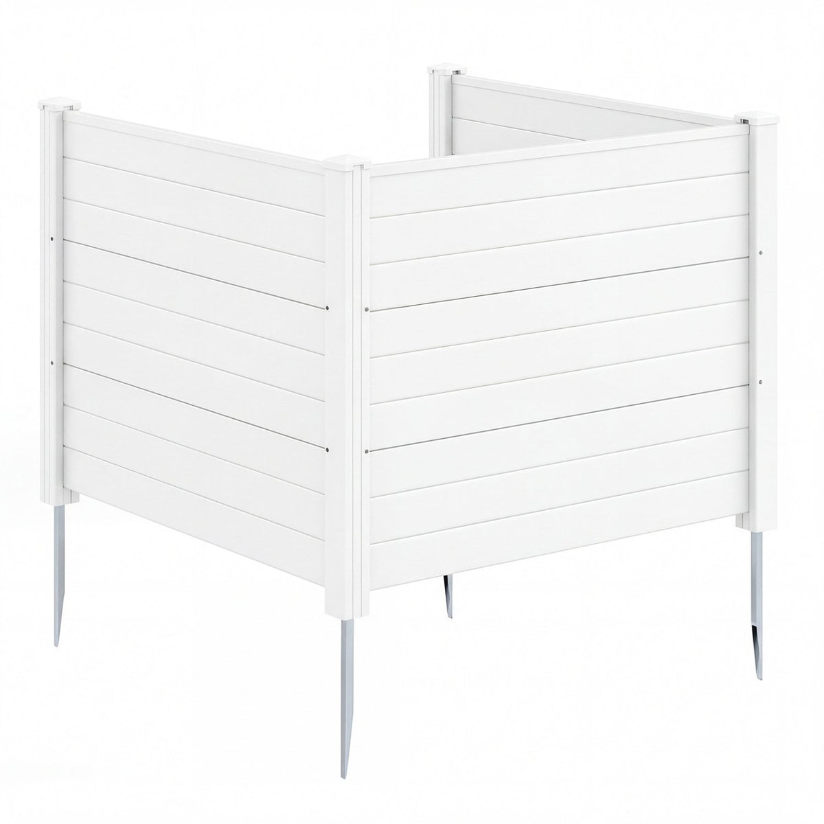 48 x 38 Inch Air Conditioner Fence 3 Panels with Metal Ground Stakes for Patio Backyard-White