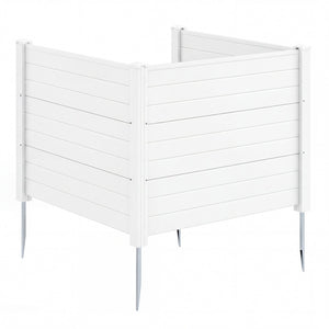 48 x 38 Inch Air Conditioner Fence 3 Panels with Metal Ground Stakes for Patio Backyard-White
