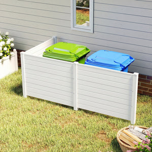48 x 38 Inch Air Conditioner Fence 3 Panels with Metal Ground Stakes for Patio Backyard-White view 2