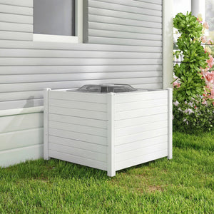 48 x 38 Inch Air Conditioner Fence 3 Panels with Metal Ground Stakes for Patio Backyard-White view 3