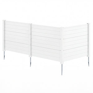 48 x 38 Inch Air Conditioner Fence 3 Panels with Metal Ground Stakes for Patio Backyard-White view 4