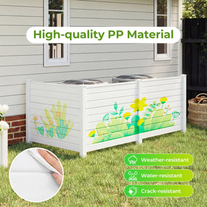 48 x 38 Inch Air Conditioner Fence 3 Panels with Metal Ground Stakes for Patio Backyard-White view 6