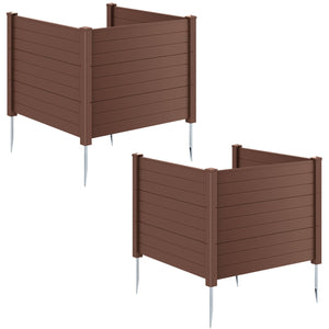 48 x 38 Inches Air Conditioner Fence 2 Panels Outdoor Privacy Fence-Brown