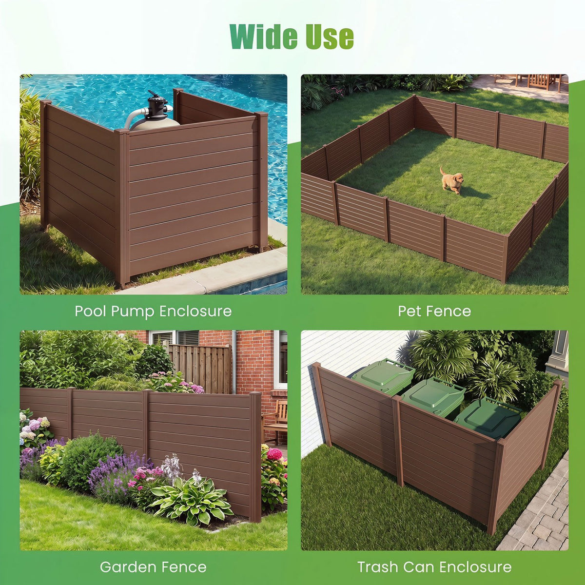 48 x 38 Inches Air Conditioner Fence 2 Panels Outdoor Privacy Fence-Brown view 6