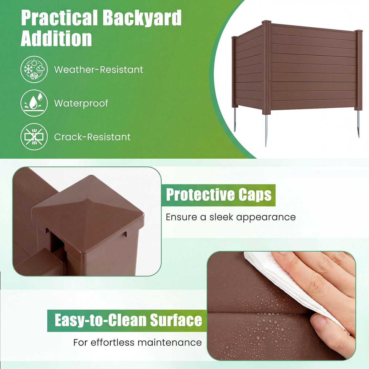 48 x 38 Inches Air Conditioner Fence 2 Panels Outdoor Privacy Fence-Brown view 8
