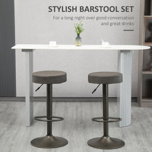 Modern Adjustable Bar Stools Set of 2, Swivel Barstool with Footrest, PU Leather Round Top for Kitchen, Dark Grey