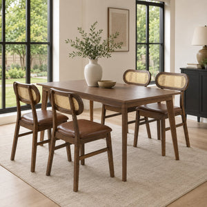 48 Inch Dining Table Set for 4 with Rattan Chairs, Mid Century Kitchen Table and Chairs Set for Dining Room view 8