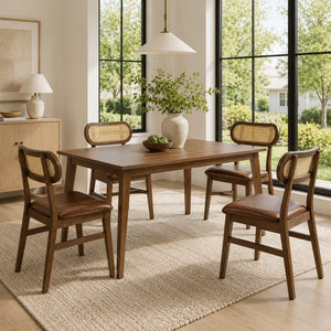 48 Inch Dining Table Set for 4 with Rattan Chairs, Mid Century Kitchen Table and Chairs Set for Dining Room view 2