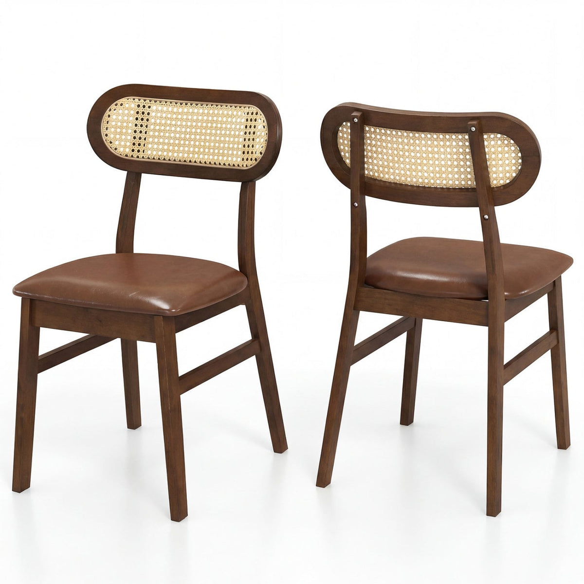 48 Inch Dining Table Set for 4 with Rattan Chairs, Mid Century Kitchen Table and Chairs Set for Dining Room view 6
